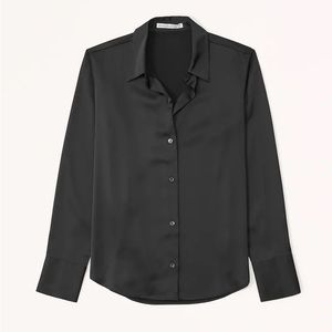 Abercrombie Long-Sleeve Satin Button-Up Shirt